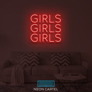 GirlsGirlsGirls Neon Sign Light, GirlsGirlsGirls Neon Sign Light,  GirlPower Neon Sign Light, Neon Sign, Girls Supporting Girls Sign Light