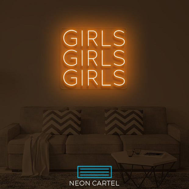 GirlsGirlsGirls Neon Sign Light, GirlsGirlsGirls Neon Sign Light,  GirlPower Neon Sign Light, Neon Sign, Girls Supporting Girls Sign Light