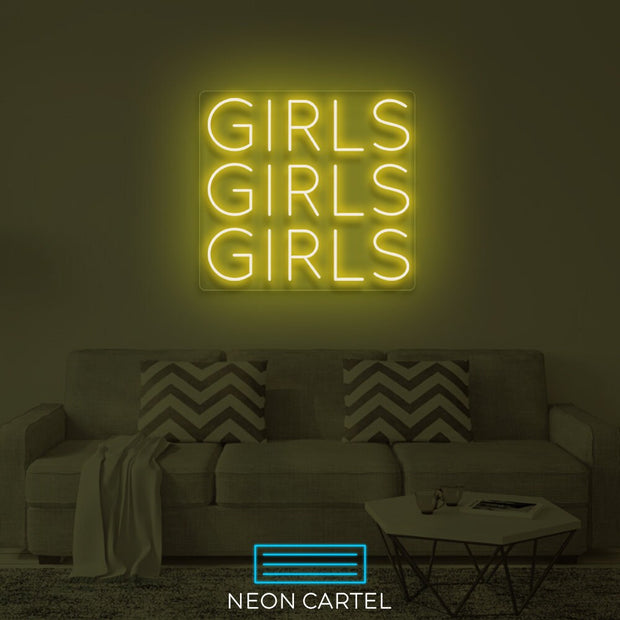 GirlsGirlsGirls Neon Sign Light, GirlsGirlsGirls Neon Sign Light,  GirlPower Neon Sign Light, Neon Sign, Girls Supporting Girls Sign Light