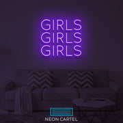 GirlsGirlsGirls Neon Sign Light, GirlsGirlsGirls Neon Sign Light,  GirlPower Neon Sign Light, Neon Sign, Girls Supporting Girls Sign Light