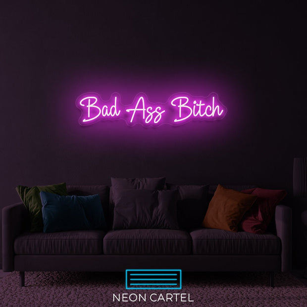 Bad Ass Bitch Neon Art Sign Light Lamp Illuminate Shop Office Living Room Interior Design Custom - Size HxW: 7x35" | 17x90cm