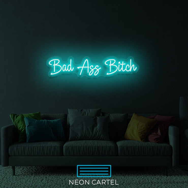 Bad Ass Bitch Neon Art Sign Light Lamp Illuminate Shop Office Living Room Interior Design Custom - Size HxW: 7x35" | 17x90cm