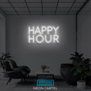 Happy Hour Neon Art Sign Light Lamp Illuminate Shop Office Living Room Interior Design