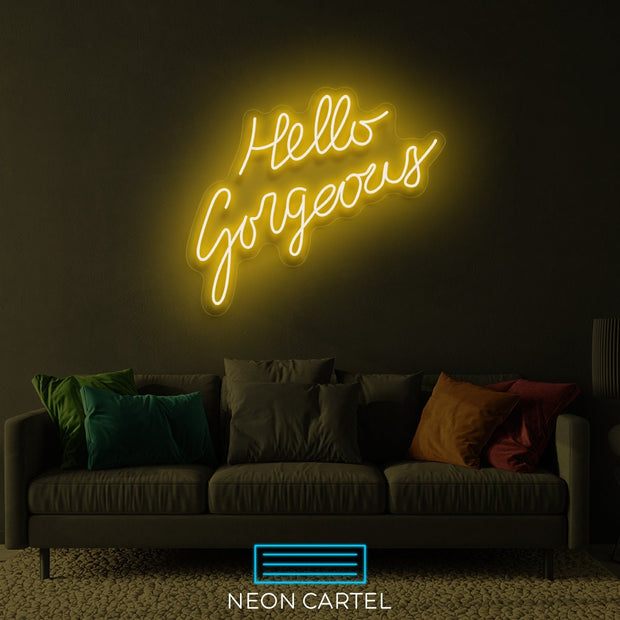 Hello Gorgeous Neon Sign Light, Led Neon Light, Wedding Neon Sign, Party Neon Decoration Light, Event Party Neon Sign, Calligraphy Neon Sign