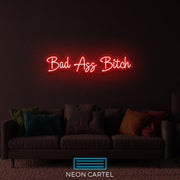 Bad Ass Bitch Neon Art Sign Light Lamp Illuminate Shop Office Living Room Interior Design Custom - Size HxW: 7x35" | 17x90cm