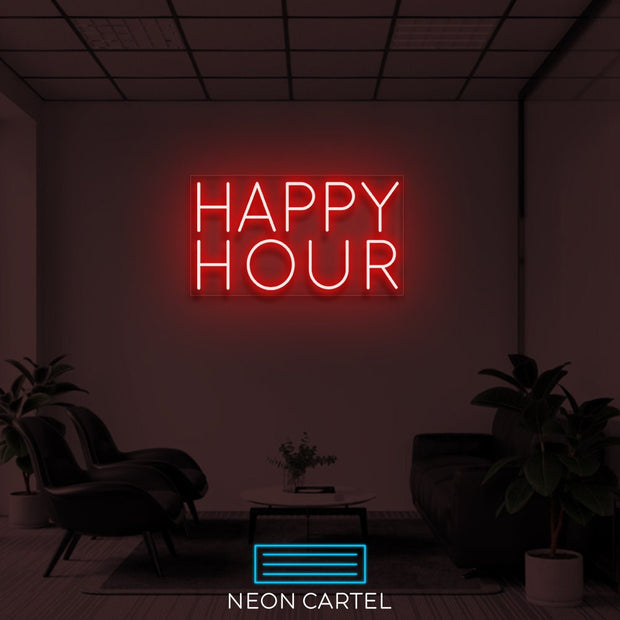 Happy Hour Neon Art Sign Light Lamp Illuminate Shop Office Living Room Interior Design