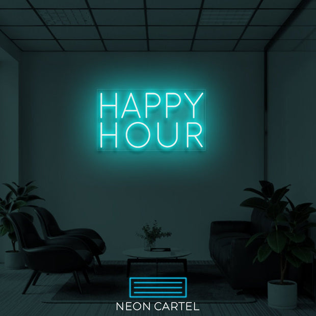 Happy Hour Neon Art Sign Light Lamp Illuminate Shop Office Living Room Interior Design