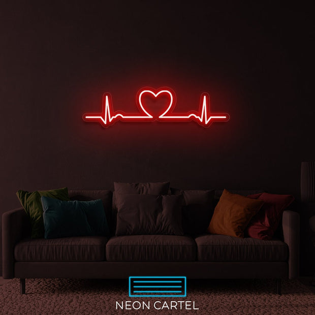 Heartbeat Neon Art Sign Light Lamp Illuminate Shop Office Living Room Interior Design Custom