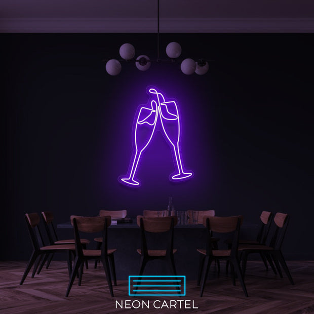 Champagne Neon Led Sign, ChampagneCelebration Sign Neon Light, Wine Oclock Neon Room Light, Wine And Dine Neon Light, Unique Neon Light