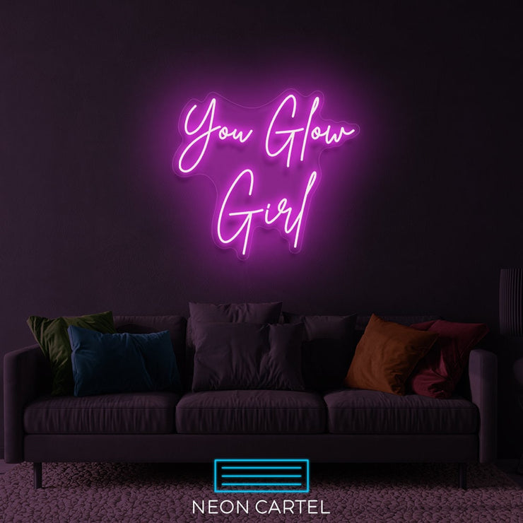 You Glow Girl Neon Light, Home Neon Light, Gift Neon LED Light,Decor Neon Light, Restaurant Decor, Motivational Slogan Light, Office Signage