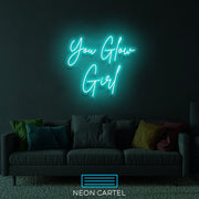 You Glow Girl Neon Light, Home Neon Light, Gift Neon LED Light,Decor Neon Light, Restaurant Decor, Motivational Slogan Light, Office Signage