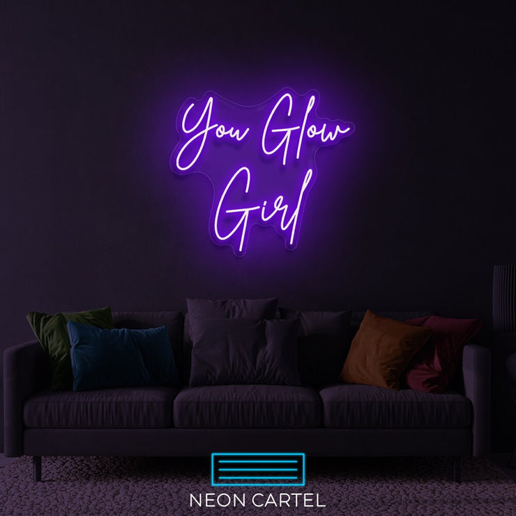 You Glow Girl Neon Light, Home Neon Light, Gift Neon LED Light,Decor Neon Light, Restaurant Decor, Motivational Slogan Light, Office Signage