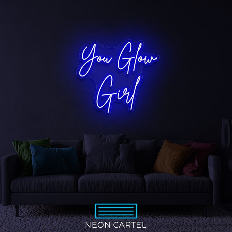 You Glow Girl Neon Light, Home Neon Light, Gift Neon LED Light,Decor Neon Light, Restaurant Decor, Motivational Slogan Light, Office Signage