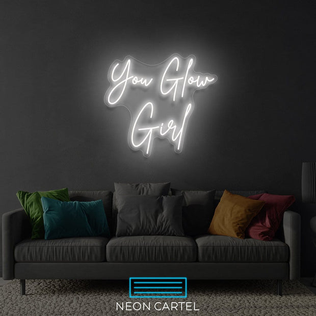 You Glow Girl Neon Light, Home Neon Light, Gift Neon LED Light,Decor Neon Light, Restaurant Decor, Motivational Slogan Light, Office Signage