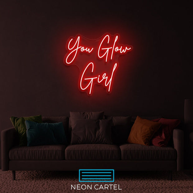 You Glow Girl Neon Light, Home Neon Light, Gift Neon LED Light,Decor Neon Light, Restaurant Decor, Motivational Slogan Light, Office Signage